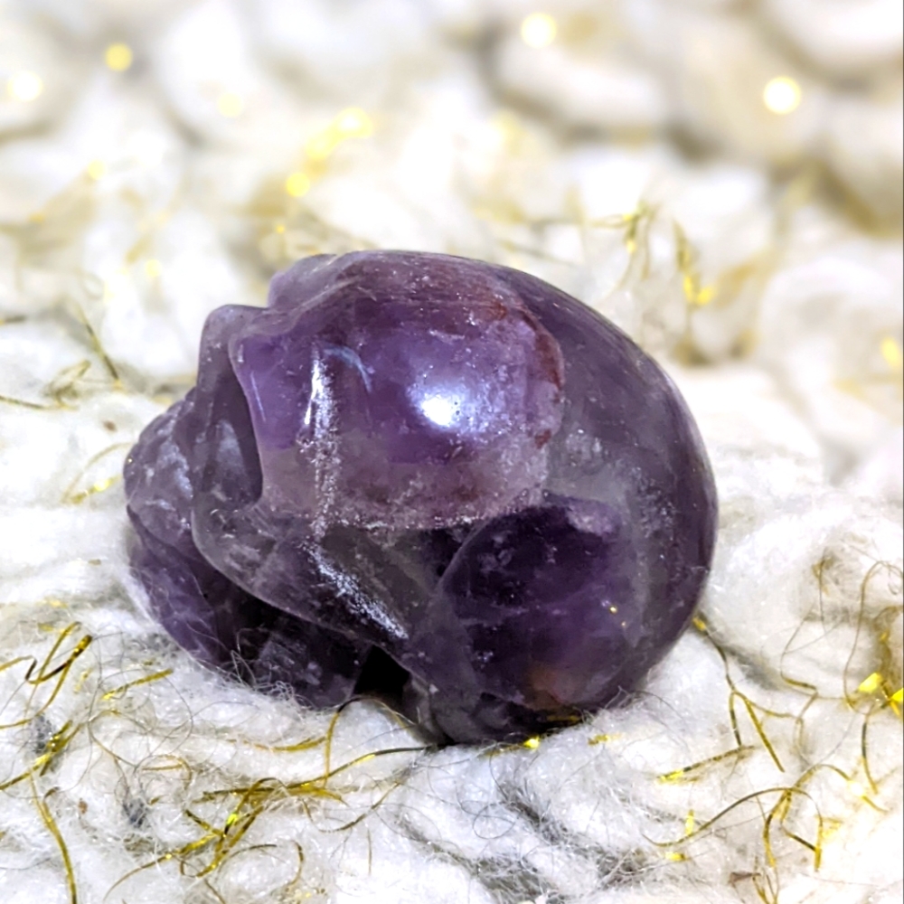 Lepidolite Crystal Skull Specimen Gemstone Mineral Boho Goth Witch Festival - Picture 4 of 6